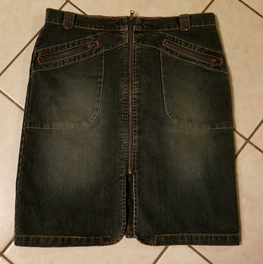 Gloria Brand Zippered Denim Skirt